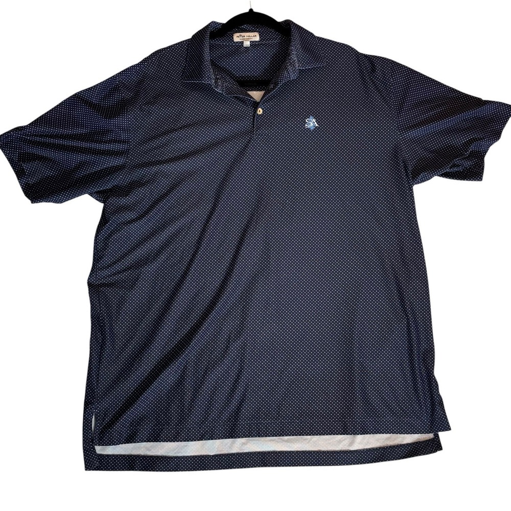 Peter Millar Summer Comfort‎ Polo Shirt XL Polka Dot Navy Performance Golf